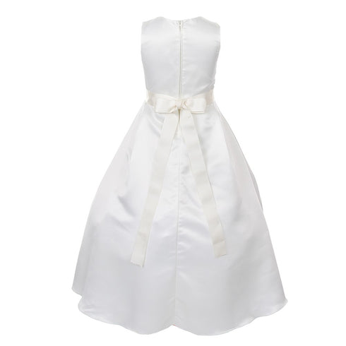 Little Girls Ivory Color Choice Sash Full Length Bridal Flower Girl Dress 2-6 - SophiasStyle.com